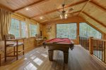 Loft Game Room with Regulation Sized Pool Table